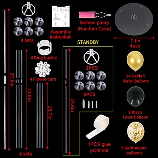 Black Gold Balloon Centerpieces for Table,Balloons Stand Kit for Black Gold Party Decorations Christmas Father's Day Engagement 50th Birthday Anniversary New Year Graduation Decorations {6}