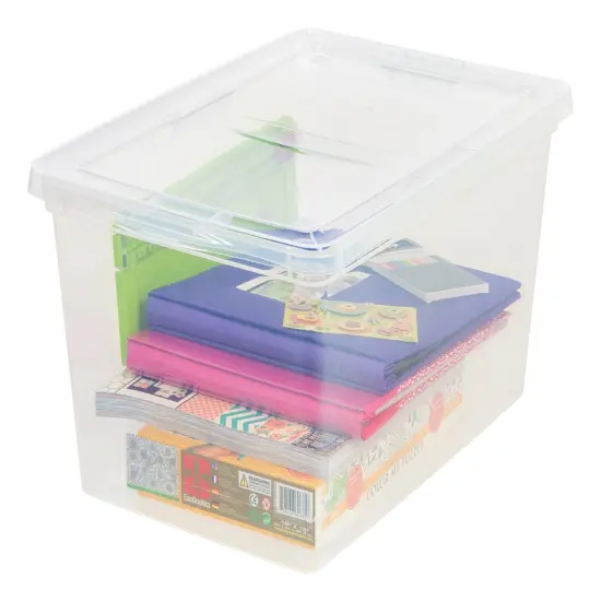 IRIS USA 58 Quart Plastic Storage Bin Tote Organizing Container with Latching Lid, Stackable and Nestable, Clear {1}