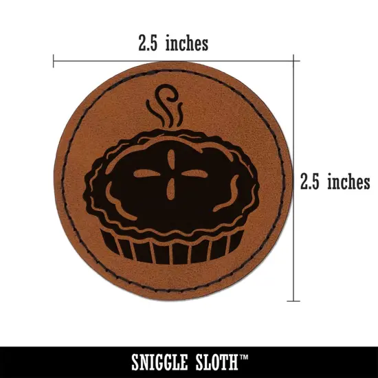 Freshly Made Apple Pie Fall Round Iron-On Engraved Faux Leather Patch Applique - 2.5" Brown {3}