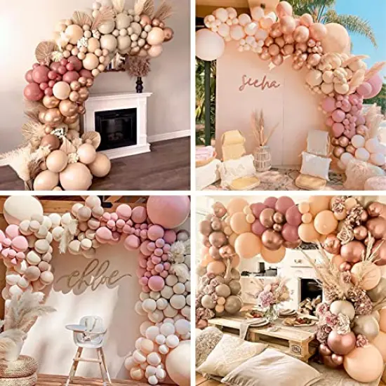 141 Pieces Balloon Arch Garland Kit,Blush Nude Apricot Party Balloons Decoration Set for Retro Boho Wedding Baby Shower Bridal Engagement Anniversary Graduation Birthday Decorations {1}