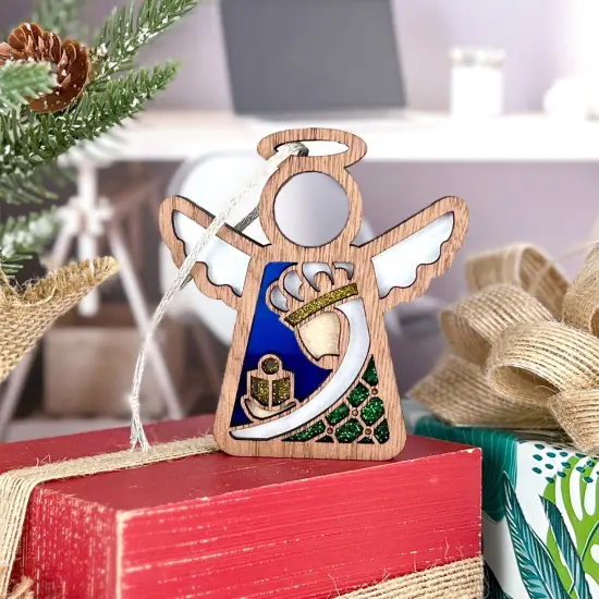 3.5" (H) Christmas Nativity Green Wise Man Ornament - Handcrafted in Texas - Mother's Angels&reg; Christmas Angel Wings Figurine {3}