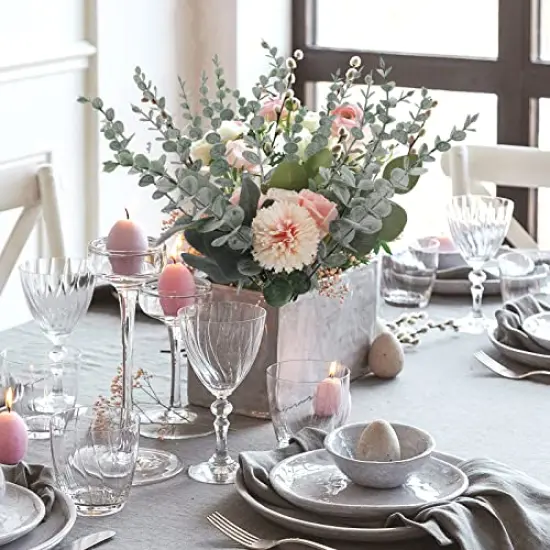 CEWOR 80pcs Artificial Eucalyptus Stems Fake Eucalyptus Leaves Stems Real Touch Leaf Branches for Flower Bouquet Wedding Halloween Centerpiece Autumn Home Office Decor {2}