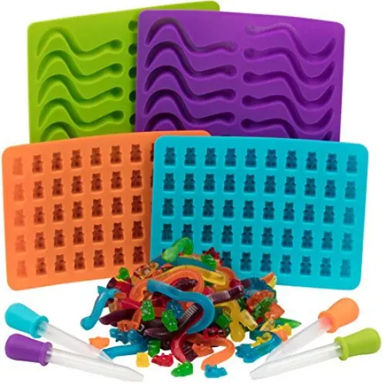 4 Pack Set - XL Nonstick Trays with 2 Droppers for Chocolate, Ice Cubes and More - Makes 140 Candies - Non-Stick Trays, Holiday Gift for Kids {5}