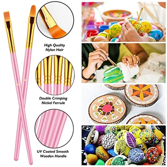 Paint Brushes Set, 20 Pcs Paint Brushes for Acrylic Painting, Oil Watercolor Acrylic Paint Brush, Artist Paintbrushes for Body Face Rock Canvas, Kids Adult Drawing Arts Crafts Supplies, Pink {5}