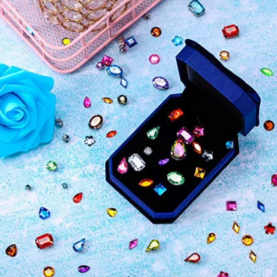 320 Pieces Sew on Rhinestone Glass Crystals Acrylic Gems with Hole Silver Prong Setting Flatback Claw Mix Shape Mix Size for DIY Crafts Dress Clothes Shoes Bag Decorations {5}