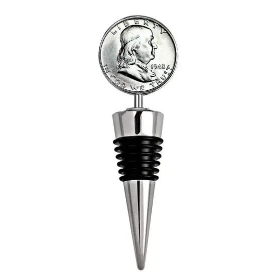 Silver Franklin Half Dollar Coin Wine Stopper {1}