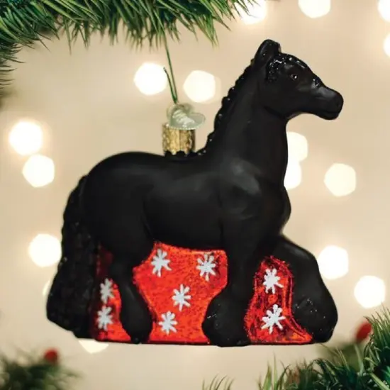Friesian Horse Glass Ornament with Free Box {2}