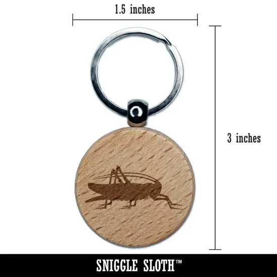 Grasshopper Insect Solid Engraved Wood Round Keychain Tag Charm {2}