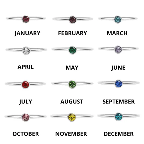 Stainless Steel Birthstone Stacking Ring {1}