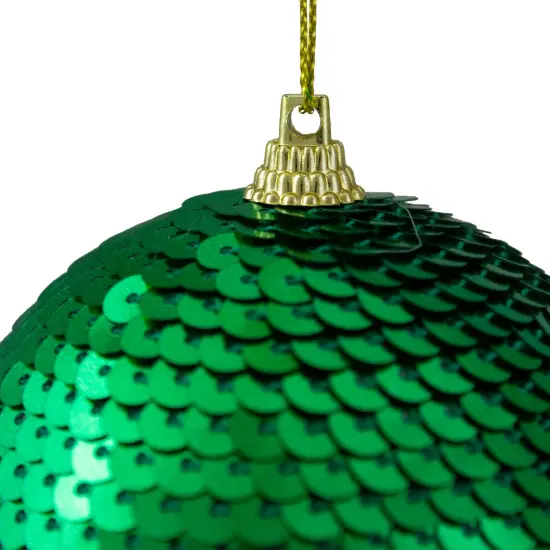 Northlight 3" Green Sequin Shatterproof Ball Christmas Ornament {4}