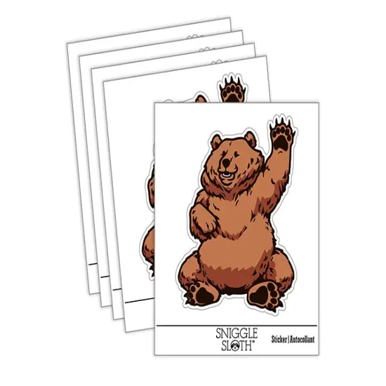 Charmingly Chubby Waving Bear Waterproof Vinyl Phone Tablet Laptop Water Bottle Sticker Set - 5 Pack {2}