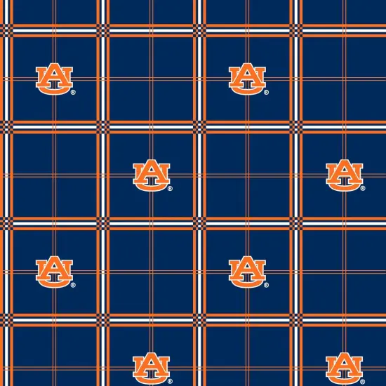 Sykel Enterprises-Auburn University Flannel Fabric-Auburn Tigers Plaid Cotton Flannel Fabric {1}