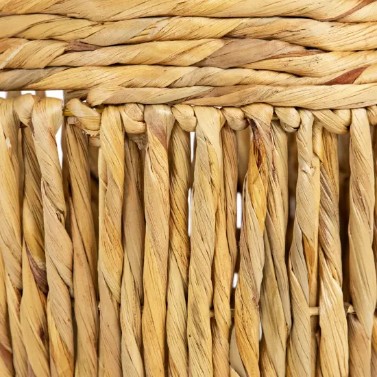 Northlight Set of 3 Textured Woven Water Hyacinth Rustic Storage Baskets with Handles 15.75" Beige {7}