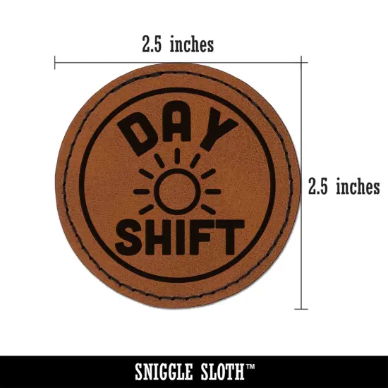 Day Shift Planning Round Iron-On Engraved Faux Leather Patch Applique - 2.5" Brown {3}