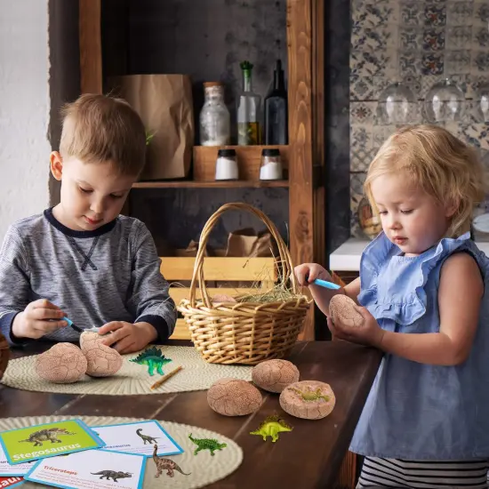 Dig Up Dinosaur Fossil Eggs, Break Open 12 Unique Eggs and Discover 12 Cute Dinosaurs, Easter Digging Toy for 3 4 5 6 7 8 9-12 Year Old Boys Archaeology Science STEM Gift {4}