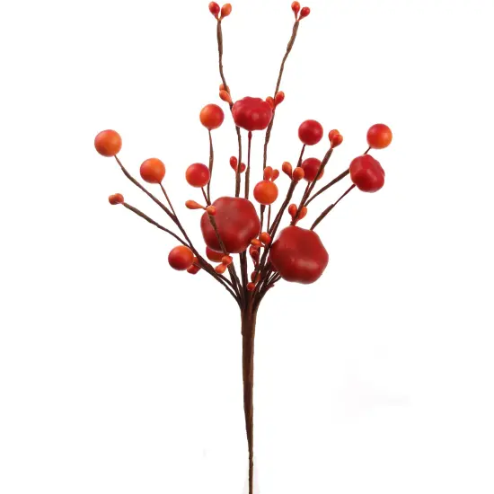 11-Inch Artificial Orange Pumpkin Picks - Set of 8 Mini Fall Berry Picks for Autumn Accents, Ideal for Floral Arrangements, Parties & Events, Home & Office Decor - Floral Home by Artificial Flowers {1}