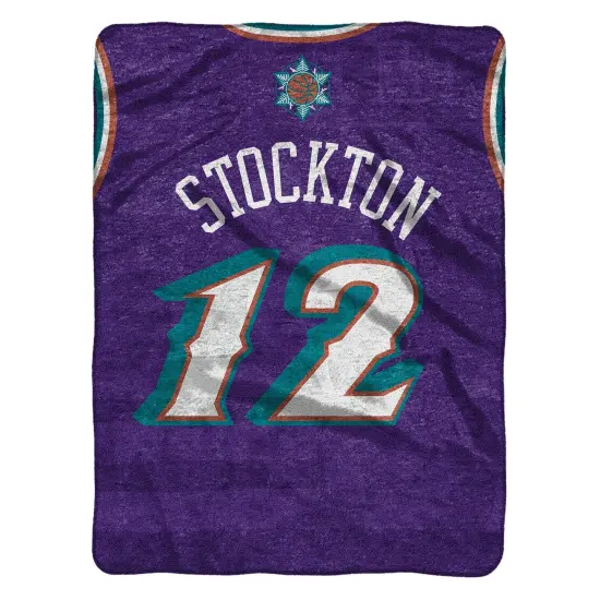 Sleep Squad Utah Jazz John Stockton 60&rdquo; x 80&rdquo; Raschel Plush Jersey Basketball Blanket {2}
