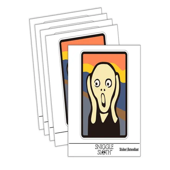 The Scream Painting by Edvard Munch Waterproof Vinyl Phone Tablet Laptop Water Bottle Sticker Set - 5 Pack {2}