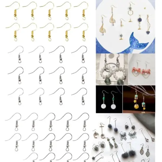Kitcheniva 200 Pcs DIY Jewelry Making Findings Earring Hook Coil Ear Wire Platinum {2}