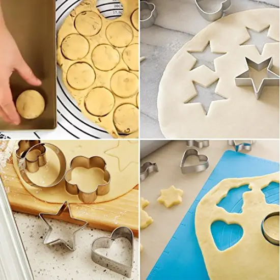 30 Pcs Mini Cookie Cutters Small Heart Star Flower Round Square Hexagon Oval Diamond Shapes Cookie Cutters, Polymer Clay Cutters for Kids, Geometric Set for Biscuit Cutter, Fruit Cutter {6}