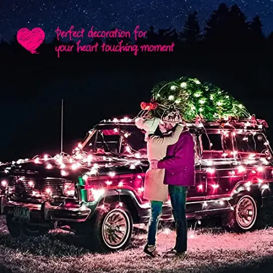 100 Pieces Christmas Pink Mini String Lights - 25 Feet Detachable Incandescent Bulb Waterproof Fairy Lights Plug in for Indoor Outdoor Party Patio Xmas Tree Valentine's Day Decoration, White Wire {5}