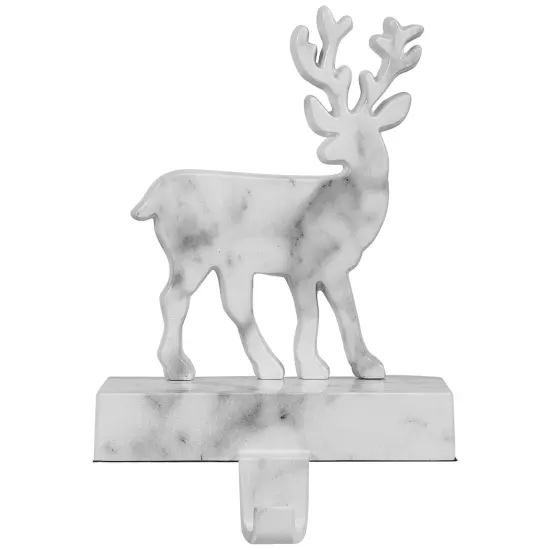 Northlight Marbled Standing Deer Christmas Stocking Holder - 7.5" - White and Black {1}