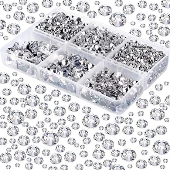 4000 Pieces Hotfix Rhinestones Crystals AB Clear Crystal Rhinestones Flatback Gems Round Crystal Rhinestones Bulk for Crafts Clothing Dance Costumes(Clear Color) {6}