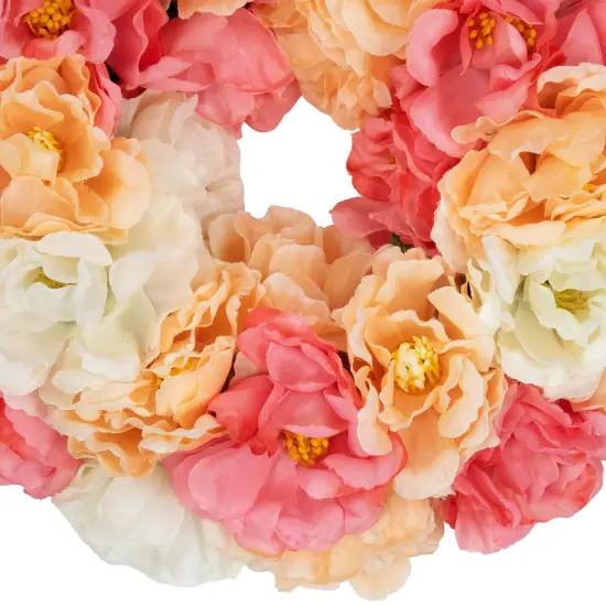 Northlight Artificial Peony Spring Floral Wreath - 8" - Pink and White {5}