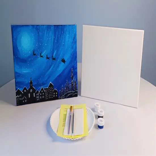 Christmas Paint Kit - Santa's Last Stop Acrylic Painting Kit & Video Lesson, DIY Christmas craft, Art Gift Set, Beginner Painting, Paint At Home, Paint Party {2}
