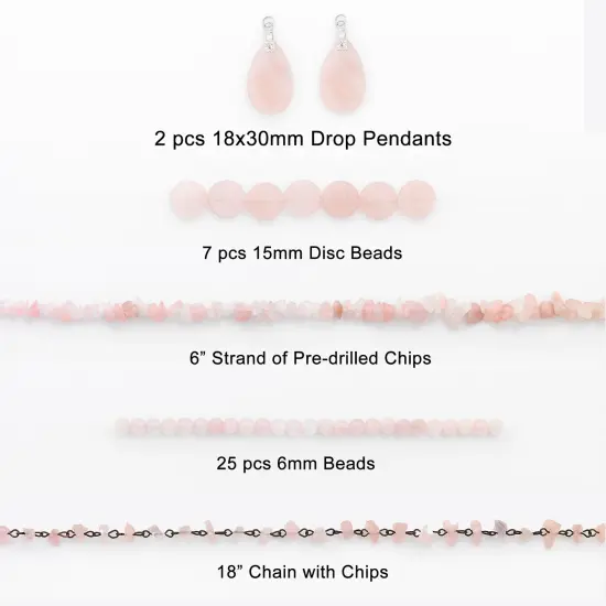 Rose Quartz Natural Gemstone Beads and Pendants Value Pack A {3}