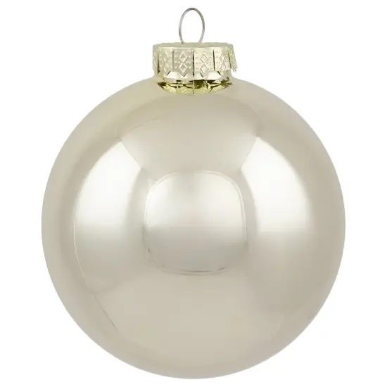 Northlight 2-Finish Glass Christmas Ball Ornaments - 4" (100mm) - Champagne Gold - 4ct {5}