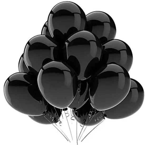 50 Pieces Black Balloons Latex Party Balloons - 12 inch Helium Matte Black Balloons for Wedding Graduation Baby Shower Birthday Party Decorations {2}
