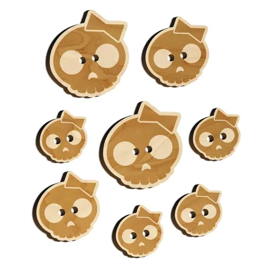 Sassy Skull with Hairbow Wood Buttons for Sewing Knitting Crochet DIY Craft {7}
