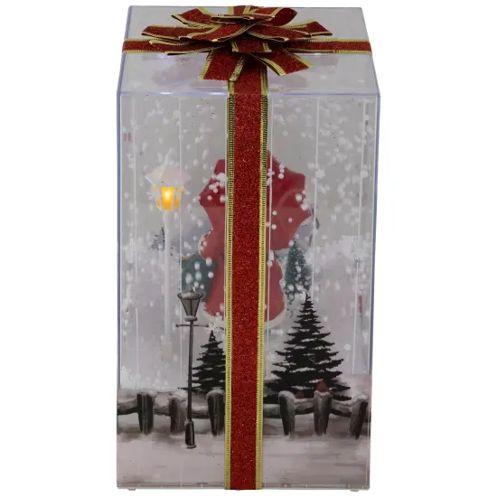 Northlight Musical Santa Lighted Snowing Gift Box with Ribbon Christmas Decoration - 12" Multi {5}