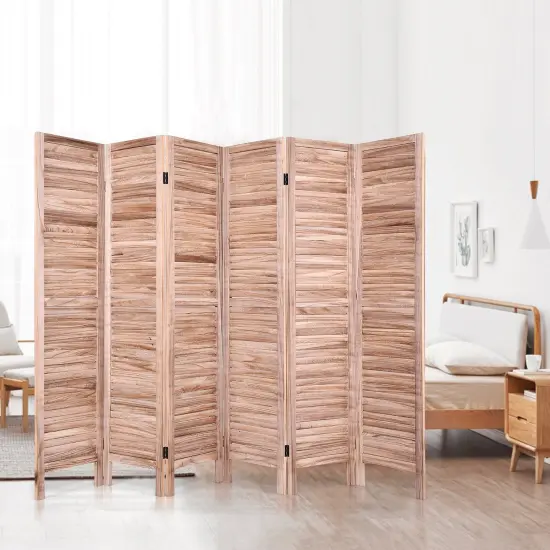 6 Panels Classic Venetian Wooden Slat Room Screen Brown {6}