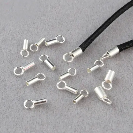 Kitcheniva 5 Pcs Sterling Silver 1mm Cord Leather End Cap Connector Gold {3}