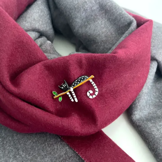 Wrapables Lounging Cats Enamel Brooch Pin, Cat on Branch {6}