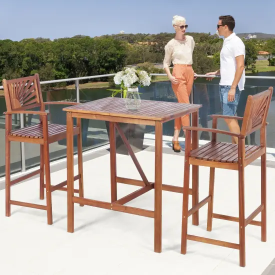 3 Pieces Patio Bar Set with 2 Bar Stools and 1 Bar Table {6}