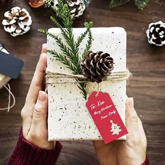 Gift Tags with Holes Present Wrap Tag Paper Small Xmas Gift Tags with Twine Vintage Gift Labels Christmas Tags Bulk 100pcs {4}