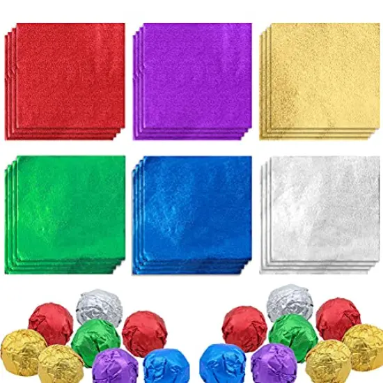 600 Pieces Foil Candy Wrappers, 4x4 inches Foil Candy Wrappers Aluminium Foil Paper, DIY Package Candy Paper Chocolate Packaging Wrapping Papers Square for Candy Packaging {2}