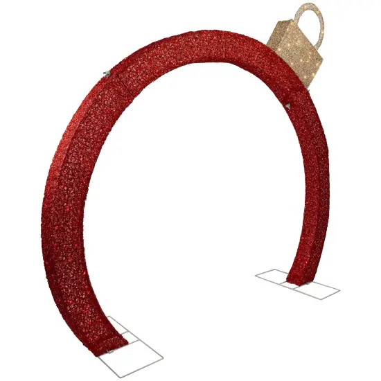 Northlight 4.25' Red LED Lighted Ornament Arch Outdoor Christmas Decoration - Warm White Lights {4}