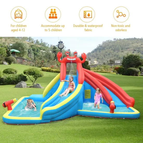 Inflatable Water Slide Bounce House with Water Cannon and Air Blower {2}