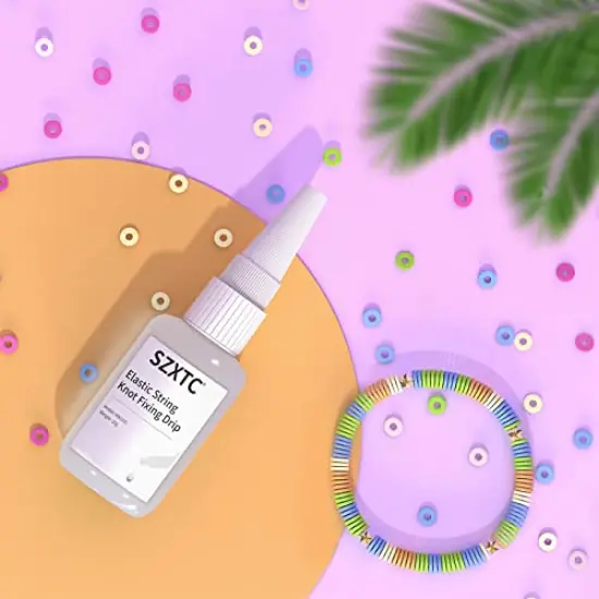 2 Pieces Clay Beads Bracelets Professional Elastic String Kont Fixing Drip, Keep Stretch String Braclet Stay Tied for Flat Round Polymer Heishi Beads Spacer Charm Jewelry Making Kit {2}