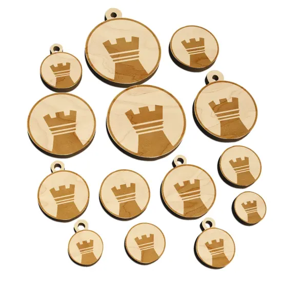 Chess Piece Black Rook Mini Wood Shape Charms Jewelry DIY Craft {7}