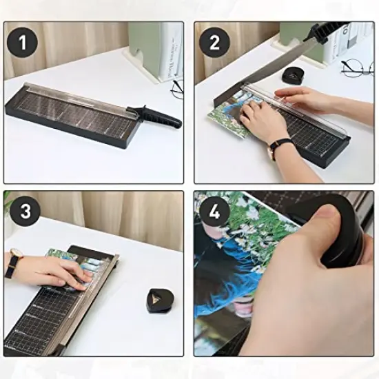 Paper Trimmer-12&rdquo;,Paper Cutter Guillotine with Safety Blade Lock Heavy Duty Plastic Base Paper Cutting Board for Home, Office,School-Black {5}