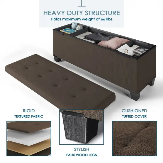 StorageBud Storage Ottoman Bench with Storage Bins {3}