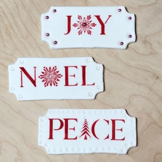 Joy, Noel, Peace Horizontal Cookie Stencil Set | C1089 by Designer Stencils | Cookie Decorating Tools | {3}