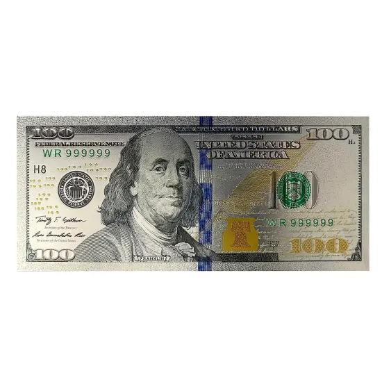 Ben Franklin Silver Foil $100 Novelty Bill {1}