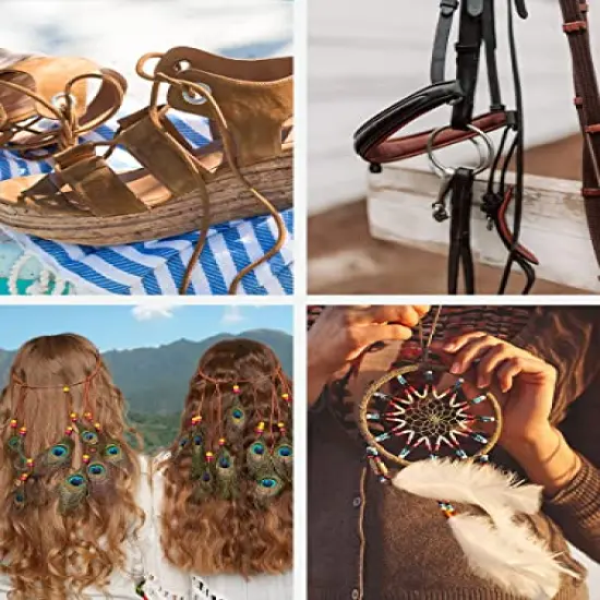 2mm, Black Mandala Crafts Round Cowhide Genuine Leather String Cord, Natural Rawhide Rope for Jewelry Making, Kumihimo Braiding, Shoelaces {6}