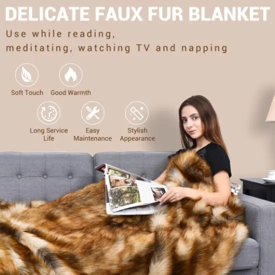Soft Warm Fluffy for Bed Luxury Plush Faux Fur Blanket -L {2}